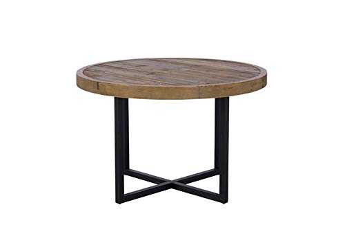 Casa Bella Furniture Brooklyn Industrial Round Dining Table Reclaimed Solid Wooden 120cm