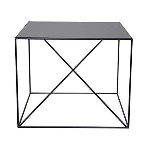 Coffee Table Coffee Table Wrought Iron Square Industrial Tea Table Sofa Side Corner Coffee Side Table, Used for Office Living Room Bedroom Balcony Shelf Side Table for Bedroom ( Color : Black )