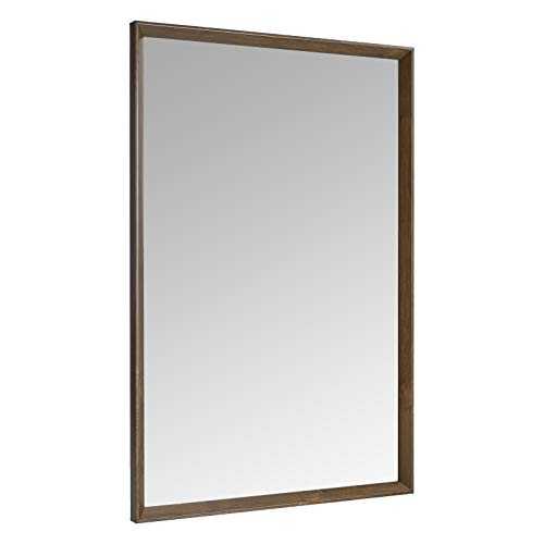 Amazon Basics Rectangular Wall Mirror 60.9 x 91.4 cm - Peaked Trim, Walnut