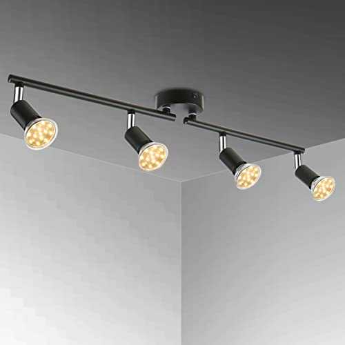 LED Ceiling Light Rotatable, Tomshin-e Modern 4 Way Adjustable Ceiling Spotlights, Fitting for Kitchen Living Room Bedroom, Including 4 x 4W GU10 Led Bulbs(400LM, Warm White)