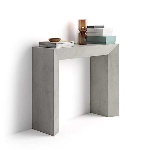 Mobili Fiver, Narrow Console Table, Giuditta, Grey Concrete, Laminate-finished, Made in Italy