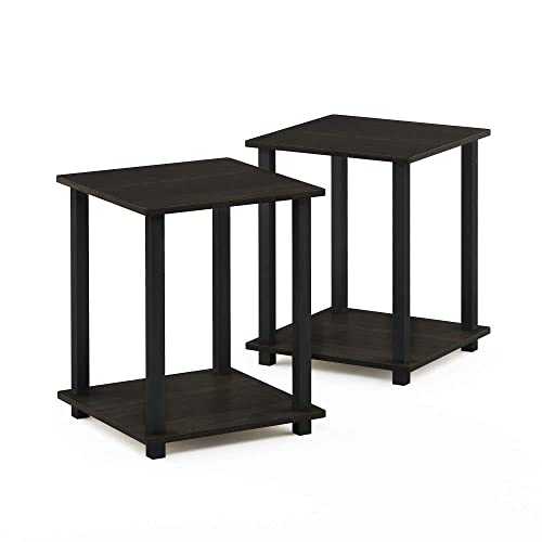 Furinno Simplistic 2-Pack End Table, Side Table, Nightstand, Espresso/Black, 39.6 x 39.6 cm (2-Pack)