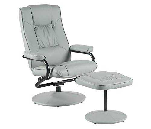 Executive Recliner Arm Chair Swivel Armchair Lounger Seat w/Footrest Foot Stool by Millies Design (grey)
