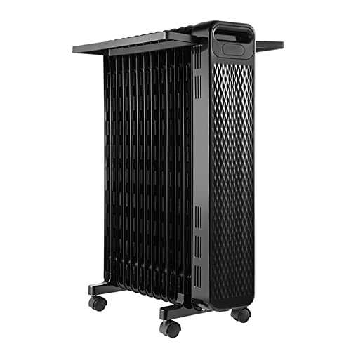ZQD Oil Filled Electric Radiator Heater, Portable Oil-Filled Space Heater with Adjustable Thermostat Oil Heater with Overheat Protection, Safety Features for Home,Office,2200W (Color : Black)