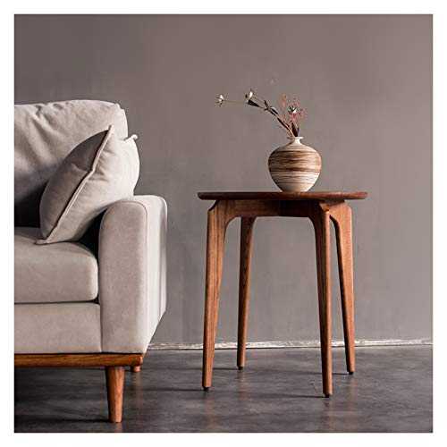 zlw-shop Sofa Table for Living Room Small Solid Wood Coffee Table Sofa Side Table End Table Living Room Bedside Round Side Table, 19.7"×19.7"×19.7" End Table (Color : Brown)