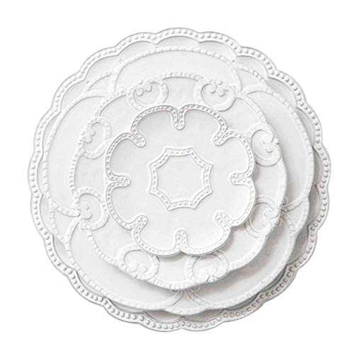 Dinner Plates 4 Piece Tableware Hotel Restaurant Household Steak Dishes Ceramic Dishes for Weddings Family Parties Dinner/Salad/Fruit/Snack Plate (Color : White Size : ONE SIZE)