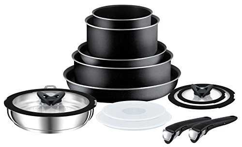Tefal Ingenio Essential Non-Stick Saucepan Set (Non Induction), 13 Pieces – Black by Tefal