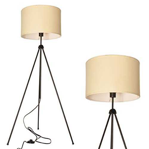 Modern LED Tripod Floor Lamps for Living Room, Bedroom, Mid Century Standing Design Light with Metal Legs, Adjustable Contemporary Tall Lamp for Office, Kids Room-White Shade