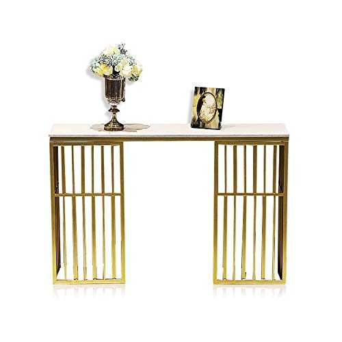 OuPai Table Console Table，Iron Art Display Table Marble Entrance Cabinet Livingroom Sofa Table Gold 30 × 11 × 29 Inch for Living Room Bedroom