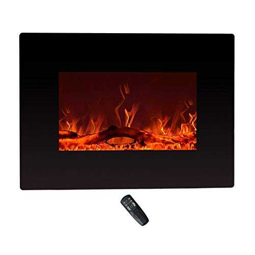 C-Hopetree Electric Fireplace, Wall Mounted or Freestanding Portable Room Heater with Remote and Thermostat, 55cm Wide