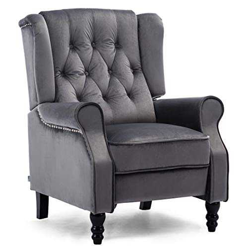 More4Homes ALTHORPE WING BACK FIRESIDE RECLINER FABRIC BONDED LEATHER OCCASIONAL ARMCHAIR SOFA CHAIR (Slate Grey, Velvet)