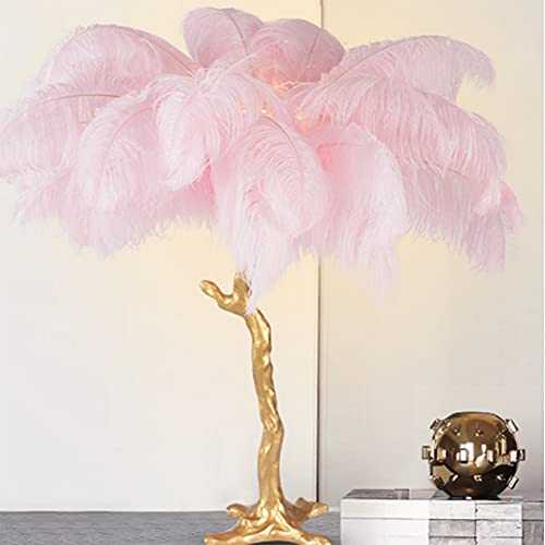 Ostrich Table Lamp, Bedroom Bedside Lamp, Resin Nordic Elegant Feather lamp, for Bedroom Living Room Bathroom Kids Room Wedding, Decor Lighting (Pink)