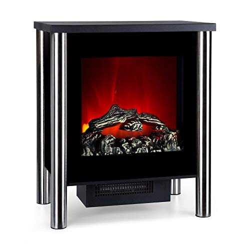 Klarstein Copenhagen - Electric Fireplace w/Heating, Electric Fireplace, Electric Fireplace Oven, 950 or 1900 Watts, Thermostat, Switchable Heating Function, Flame Effects, Glass Front, Black