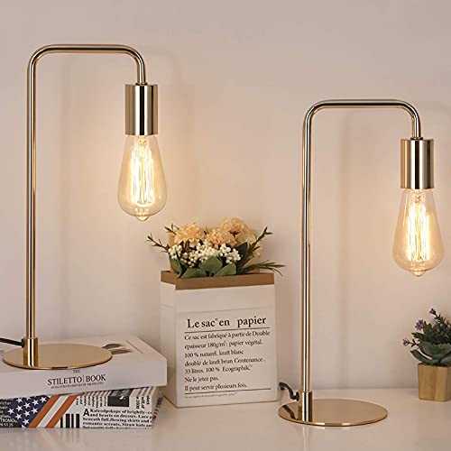 Modern Table Lamp, Industrial Bedside Lamps Set of 2, Nightstand Desk Lamp for Bedroom, Office, Living Room