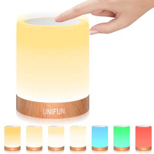 UNIFUN Table Lamp, Touch Sensor Bedside Lamps, Dimmable Warm White Light & Color Changing RGB for Bedrooms (Regular Size)