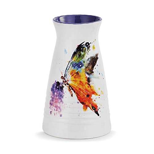 DEMDACO Dean Crouser Kaleidoscope Butterfly Watercolor Purple 7 x 5 Glossy Ceramic Stoneware Vase