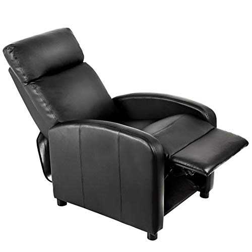 U/D Ergonomic recliner armchair leather sofa recliner living room theater seat movie theater game home office (Color : Black)