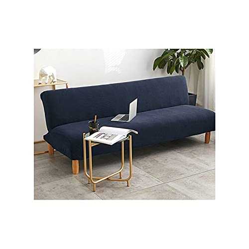 Daesar Stretchable Sofa Cover, Sofa Covers For Loveseat Couch Solid Color Lattice Pattern Armless Sofa Cover Stretch Navy Blue (Polyester 2 Seater)