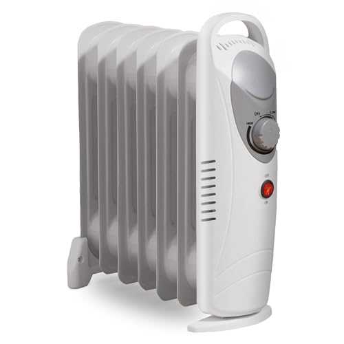 Daewoo Oil Filled 800W Portable Radiator with Thermostat and Temperature Control - Ideal for Home, Garage or Office - White