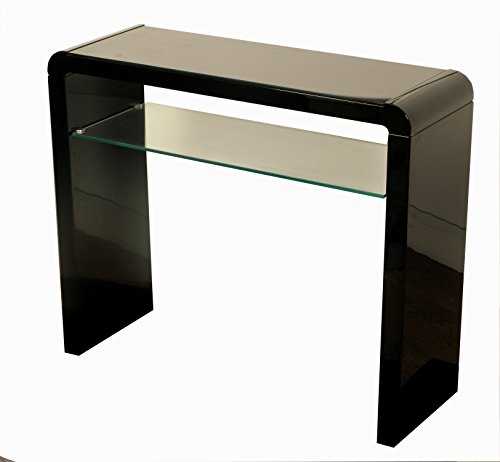 Atlanta Black Console Table With Shelf for Hallway - Black Gloss Hall Table with Glass Shelf - Hallway Furniture - Dining room - Living Room - Bedroom Furniture