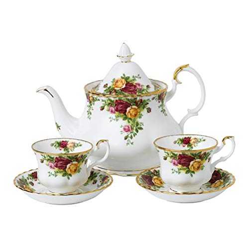 Royal Albert Old Country Roses 40034978 Tea for Two 5 Piece Set White, Fine Bone China, 1.25 liters, Multicolour, Multi