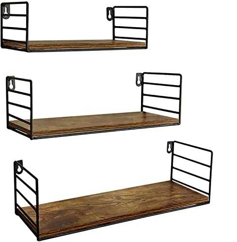 Amazon Brand - Umi Floating Shelves Wall Mounted Set of 3 Rustic Shelf Storage for Living Room kitchen Office