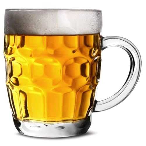 bar@drinkstuff The Great British Half Pint Dimple Mug 10oz / 285ml - Pack of 4 - Traditional Beer Tankards