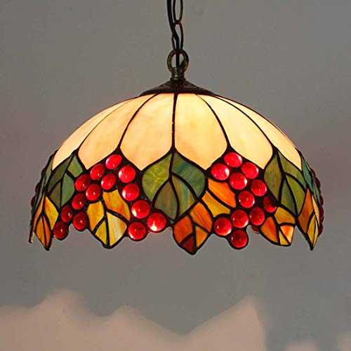 Tiffany Style Chandeliers, Vintage Stained Glass Ceiling Light Fixtures with Lamp Shade,Retro Farmhouse Decoration Pendant Hanging Lighting for Living Room Bedroom [Energy Class A ++],F