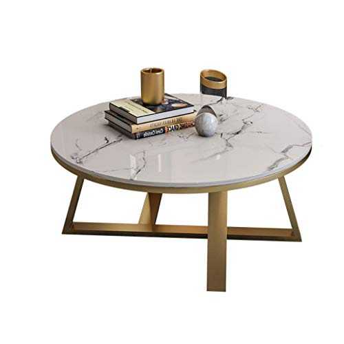 zlw-shop Sofa Table for Living Room Marble Slate Coffee Table Simple Modern Nordic Small Apartment Living Room Round Coffee Table Side Table Black And White Gold End Table (Color : C)