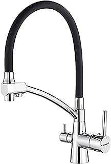 Ibergrif, Black Kitchen Tap with Flexible Spout, 3 in 1 Sprayer for Sink Mixer and Water Filter Purifier, Chrome