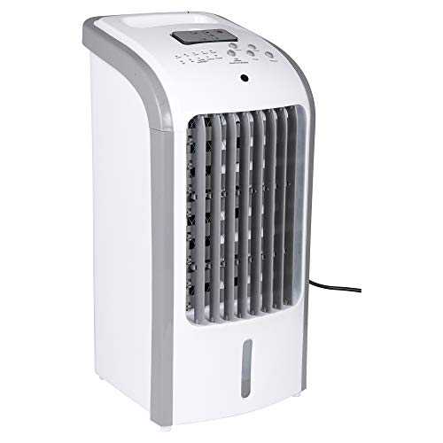 URBNLIVING White 57 x 27 x 25 cm Small Portable Air Cooler Unit System with 3 Power Settings, Remote Control & Wheels - Functions as Fan, Air Cooler & Humidifier