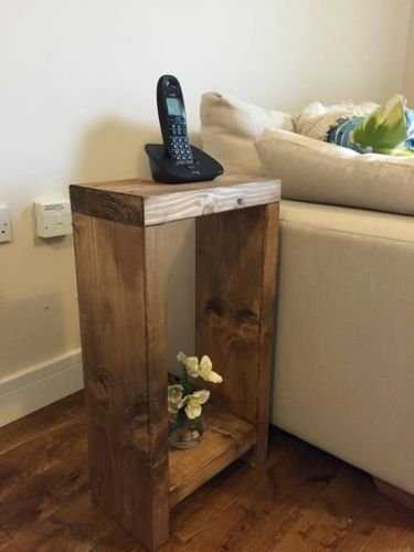 Solid Rustic Handmade Pine side/lamp/end table, finished in a Chunky Country Oak (mk1) (Medium Oak, 70cm High)