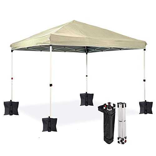 Dawsons Living Waterproof Premium One Touch Garden Gazebo - Choice of Colours - 3m x 3m Pop Up Outdoor Garden Shelter - PVC Coated - Travel Bag and 4 Leg Weight Bags (Beige)