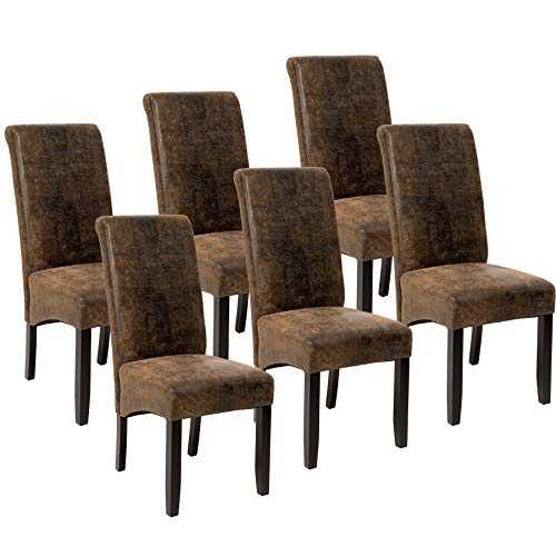 TecTake 6x Luxury Dining Chairs, Imitation Leather Chair with High Back, 106 cm high (Antique Brown | No. 403501)