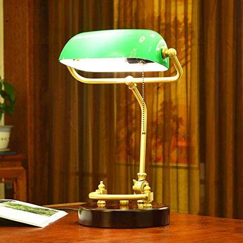 Decorative Lamp Iaizi Table Desk Lamp American Style Simple Style Design, Administrative Banker'S Lamp, Glass Shadow Antique Brass Led Table Lights Home