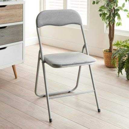 RA-HOMESTORE® New Gorgeous Luxe Velvet Folding Chair - Grey, Easily Folds Away Compactly For Great Storage.
