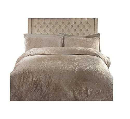 Luxury Super Soft Crushed Velvet Duvet Cover Or Quilt Cover Bedding Set Attractive 3 colours (Silver, Pink Mink) & 4 Sizes (Single Double King Super-King)