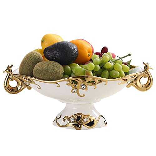 HUYHUJ Classical Ceramics Compote Hollow Fruits Bowl Decorative Porcelain Dinner Plate Dishware and Tableware Craft Ornament (Color : A)