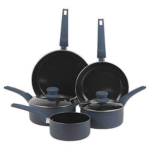 5pc URBN-CHEF Diamond Ceramic Teal Induction Cooking Saucepan Frying Pan Pot Set