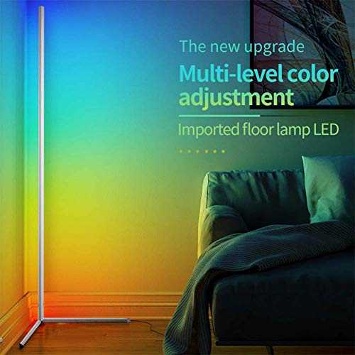 Corner Changing Standing Dimmable Light Atmosphere - Floor Lamp lifemet for Living Room Modern Adjustable Multiple RGB Color Minimalist Lamp with Remote Control Lamp Bedroom Kid's White 43.3 inch