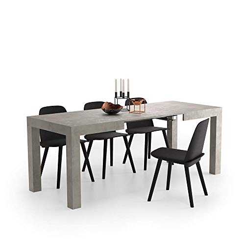 Mobili Fiver, First Extendable Table, 120(200) x80 cm, Concrete Effect, Grey, Made In Italy