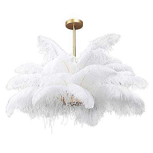 Ostrich Feather Ceiling Light,3 Light White Feather Chandelier Creative E14 Romantic Luxury Pendant Light Corridor Bedroom Lighting Fixture