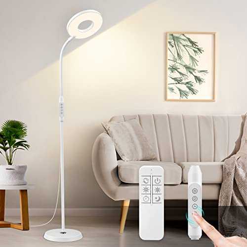 yotutun LED Floor Lamp Floor Lamp for Reading, Adjustable Standing Lamp with Remote, 3 Colors and 12 Brightness,Memory Function Tall Gooseneck Lamp for Living Room, Bedroom, Office