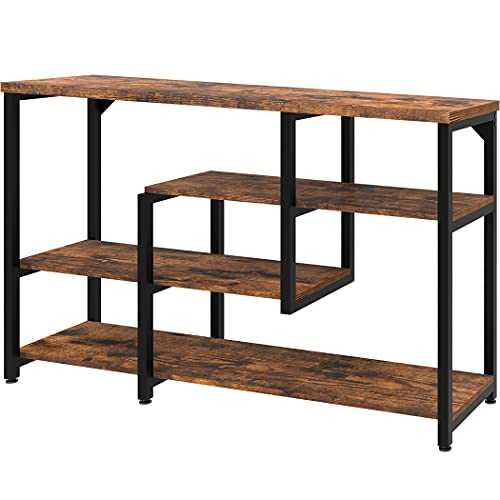 Lavievert 4-Tier Console Table, Industrial Sofa Table with Open Storage Shelves for Living Room, Entry Way, Hallway, Foyer - Rustic Brown …