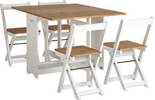 Seconique Santos Butterfly Dining Set in White/Distressed Waxed Pine