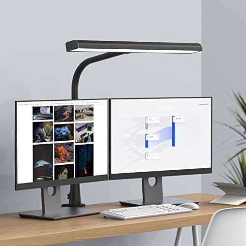 LED Desk Lamp Flexible Gooseneck, BEIGAON 10W Daylight Lamp, 1000Lumen, 3 Color Mode, Stepless Dimming, Bilateral Touch, Memory Function, Plug Charger Included, Desk Lamp Clip for Study/Craft/Working