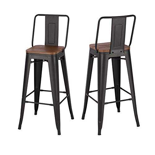 Warmiehomy Bar Chairs Set of 2 Breakfast Bar Coffee Counter Metal Stools Space Saving Compact Iron Chair
