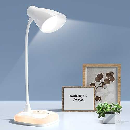Gobikey Desk Lamp, Battery Operated Table Lamp, USB Rechargeable Lamp, 3 Levels Brightness, Touch Control Bedside Lamps, Mood Light on Base, Energy-Saving Portable Reading Light for Study, Bedroom
