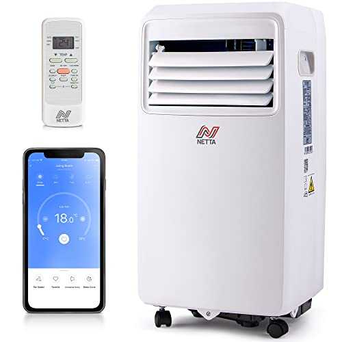 NETTA 10000 BTU Portable Air Conditioner, Mobile Dehumidifier, 24H Timer, WIFI & Remote Control, LED Panel Display, R290 [Energy Class A], 1114W
