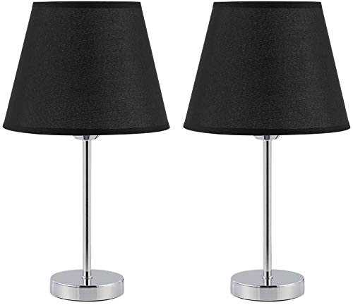 HAITRAL Modern Table Lamps - Bedside Desk Lamp Set of 2,Nightstand Lamps for Bedroom, Office, College Dorm,with Metal Basic,Fabric Lamp Shade